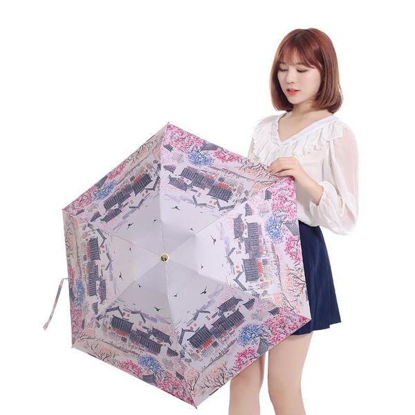 

umbrellas small 5 folding sunny rain girl mini pocket cute parasol anti-uv paraguas waterproof portable travel