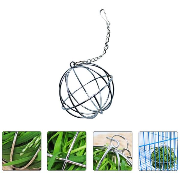 

small animal supplies 2pcs pet grass frame hamster feeding (silver)