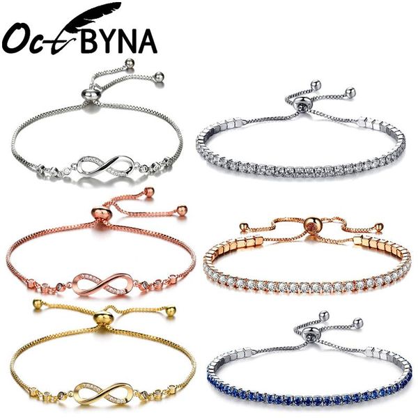 

charm bracelets octbyna simple fashion multi style lady charms bracelet for women cubic zirconia brand infinity jewelry gift, Golden;silver