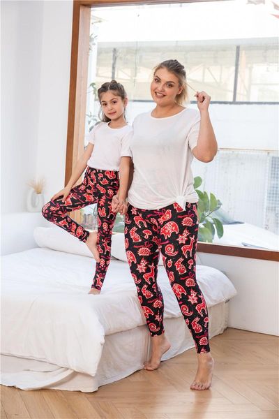 

women's leggings mommy daughter holiday christmas gifts, Black