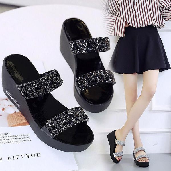 

slippers shoes women summer 2021 sandalias mujer, Black