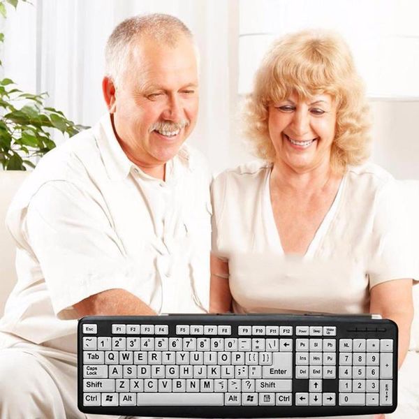 

keys usb wired large print computer portable keyboard for elderly old people designed with visual impairment keyboards