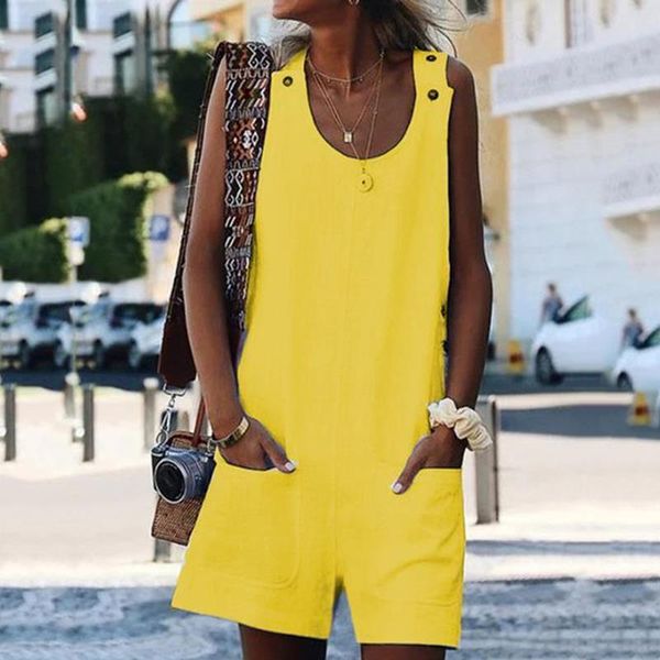 

sleeveless linen overall homewear women rompers summer cotton loose casual playsuit combinaison femmel dropshipping, Black;white