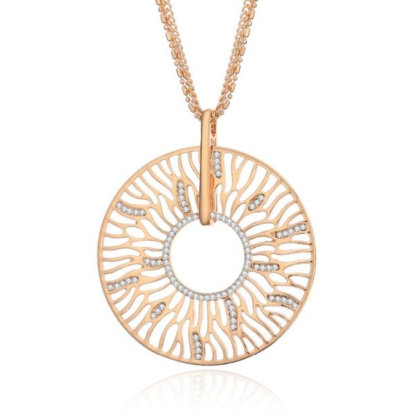 

pendant necklaces statement multi layer long chain necklace coin big cubic zircon gold for women crystal jewelry 2021, Silver
