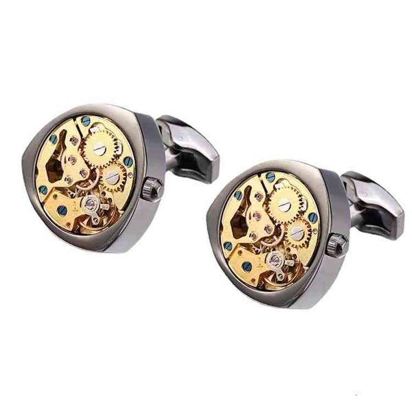

men's punk style light luxury movement cufflinks clocks swing french shirt business sleeve nails, Silver;golden
