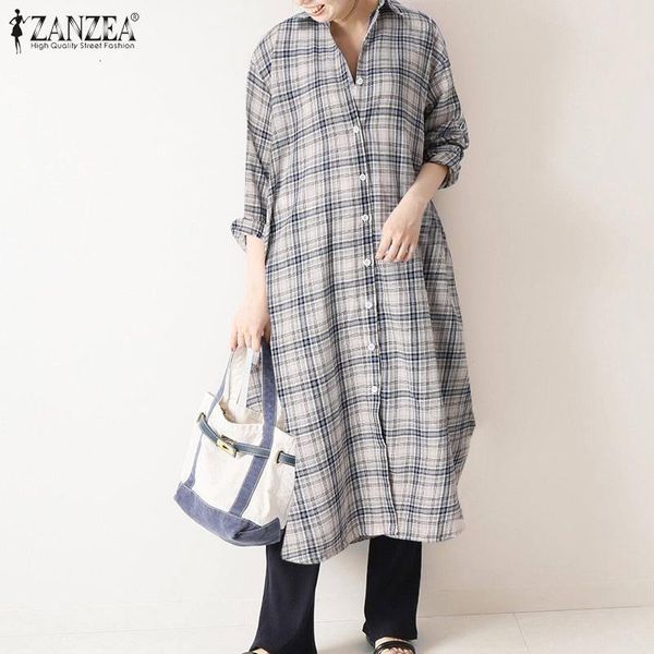 

blouses 2021 women's shirts ladies lapel mid-calf blouse retro casual plaid blusa femininas spring long sleeve oversized 5xl, White