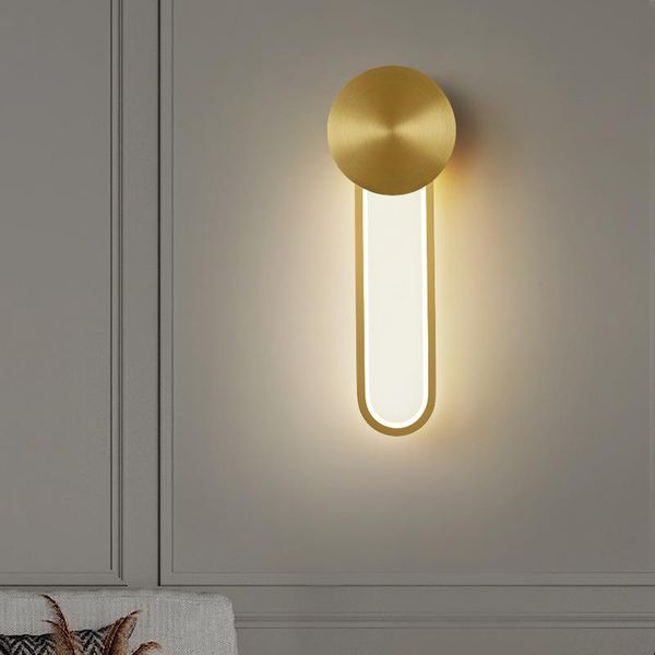 

wall lamp european style simple pure copper oval led creative high-end golden light luxury bedroom bedside lx111207