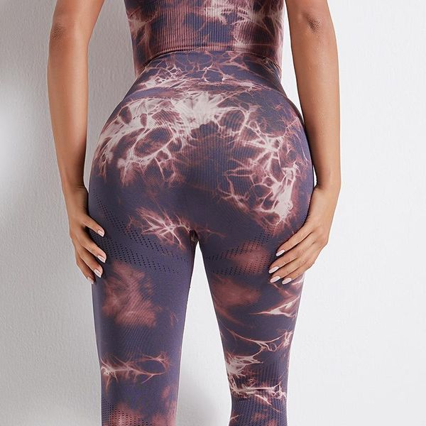 

seamless yoga pants women tie-dye stretch leggings breathable wicking leggins summer high waist gym clothing running 2021 outfit