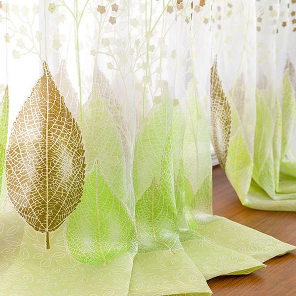 

romantic green leaves jacquard tulle curtains for living room bedroom kitchen europe pastoral sheer voile window panel zh410h curtain & drap