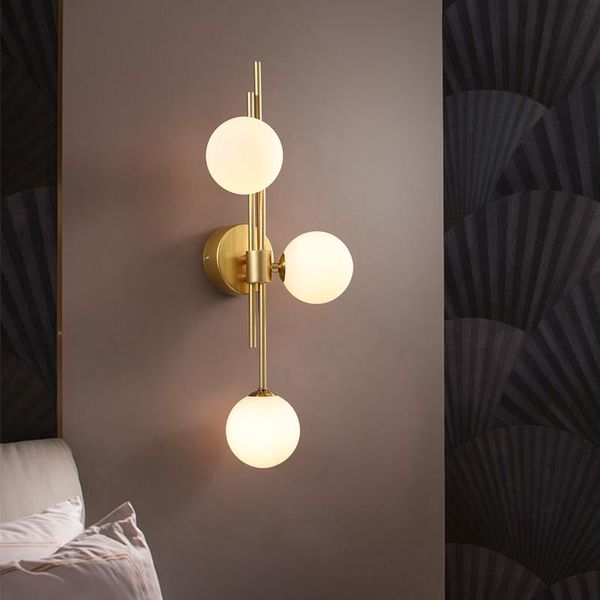 

luxury modern minimalist decorative glass led wall lamp gold lustre decor bedroom bedside living/dining room background lamps