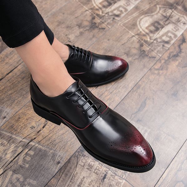 

dress shoes men pu leather low heel fringe brogue outdoor spring vintage classic male casual wedding party shoes zfgf, Black