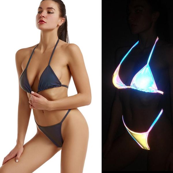 

bikinis women swimsuits mujer tanga reflective party thong bathing swiming suit push up two piece swimwear beach dress women's, White;black