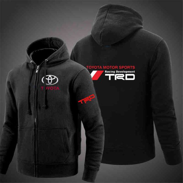 

2021 toyota trd motorsport cotton cardigan men's hoodi sweatshirt zipper male clothing casual slim fit sportswear ets coat, Black