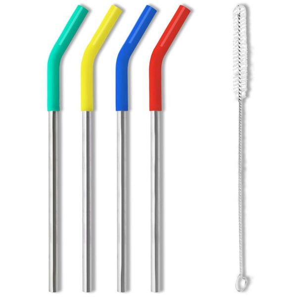 

drinking straws stainless steel straw metal colorful reusable set with cleaner brush bar party accessory