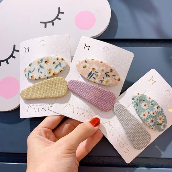 

korean version of floral plaid oval hairpin bb clip for children girl bangs edge baby headdress hair accessories, Slivery;white