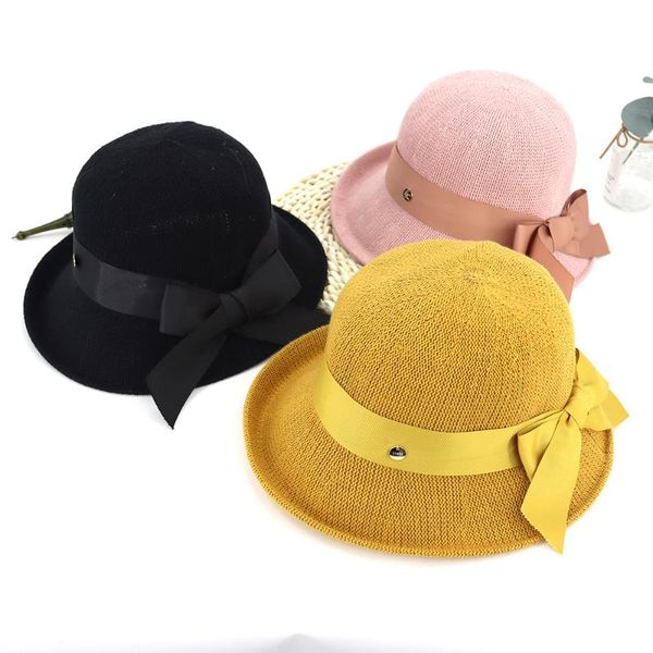 

beanies bucket hat women sun fresh japanese temperament bow casual