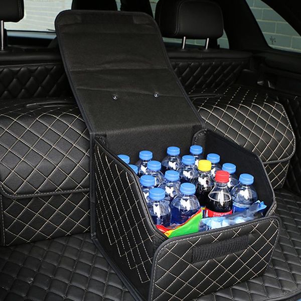 

car organizer storage bag pu leather trunk box folding stowing tidying for boxs