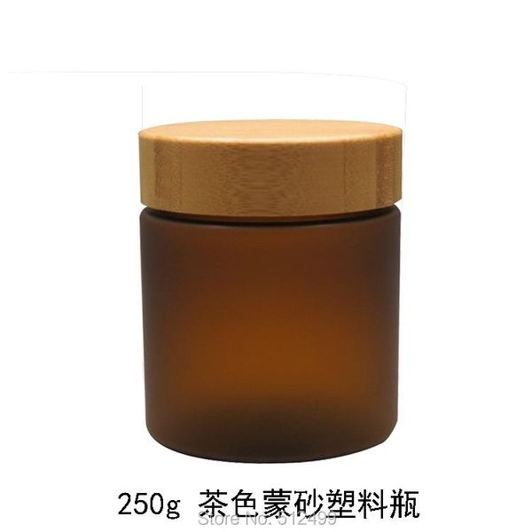 

storage bottles & jars 20pcs/lot 250g ml honey pot seasoning packing refillable bottle tea color brown pet with 68/400 bamboo cap cover