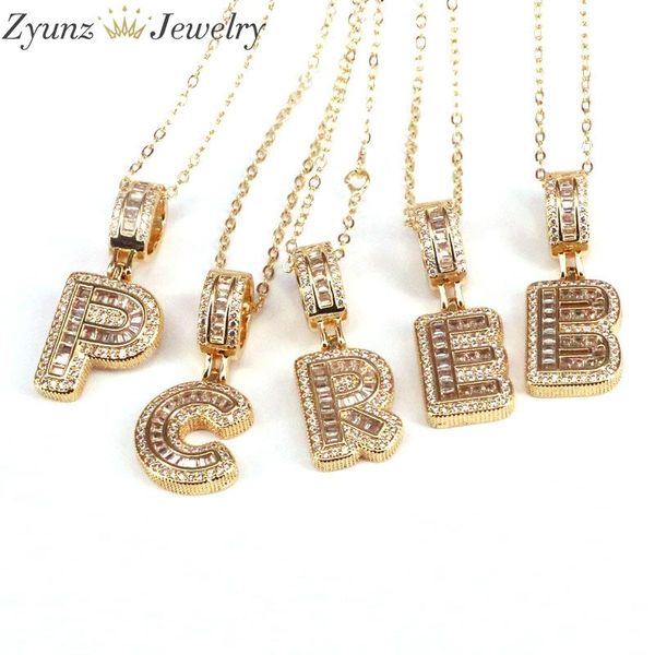

10pcs, gold color cz micro pave initial letter necklace for women a-z alphabet pendant jewelry gifts bijoux femme necklaces, Silver