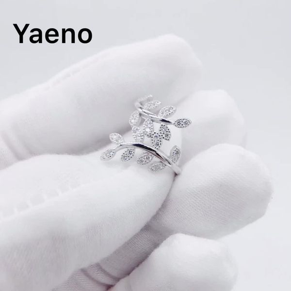 

fashion cz jewelry 925 sterling silver leaf ring