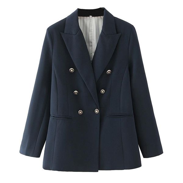 

women's suits & blazers elegant women double button blazer 2021 office ladies notched jackets casual female solid black chic girls pock, White;black