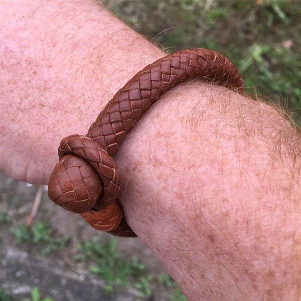 

leather wrap bracelet mens braided belt cross thin charm bracelets, Golden;silver