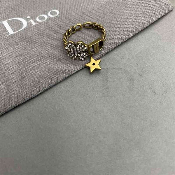 

70% off outlet online family open zircon five pointed star ring fashion new material, Silver
