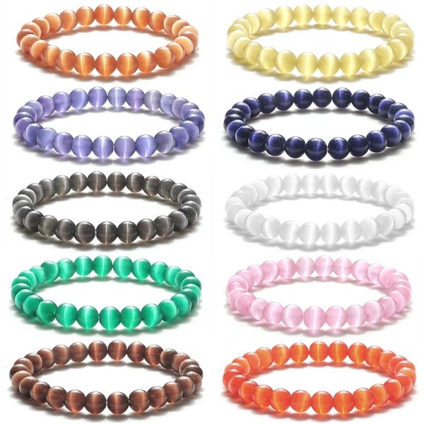 

beaded, strands 10 style colored tiger eye bracelet men healing energy natural stone round beaded bangle pulsera for women jewelry, Black