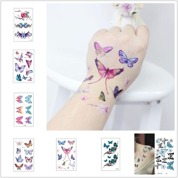 

temporary tattoos 1pcs fake tattoo fashion colorful butterfly flowers women waterproof black sticker body art