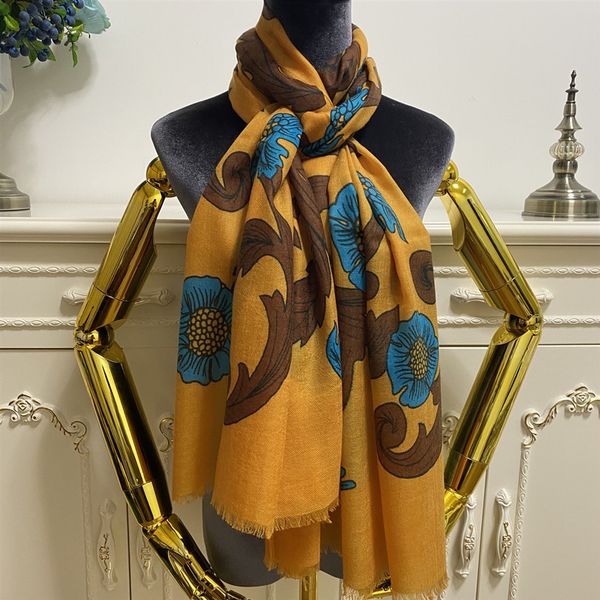 

women's long scarf scarves shawl good quality 100% cashmere material thin and soft pint letters flowers pattern size 200cm- 75cm, Blue;gray