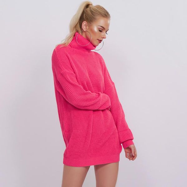 

women's sweaters neon sweater dress girl's knitting oversized turtleneck female casual knitted pullover ladies jumper, White;black