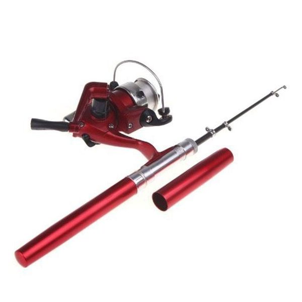 

mini portable aluminum saltwater baitcasting fishing rod pole reel pocket pen boat rods