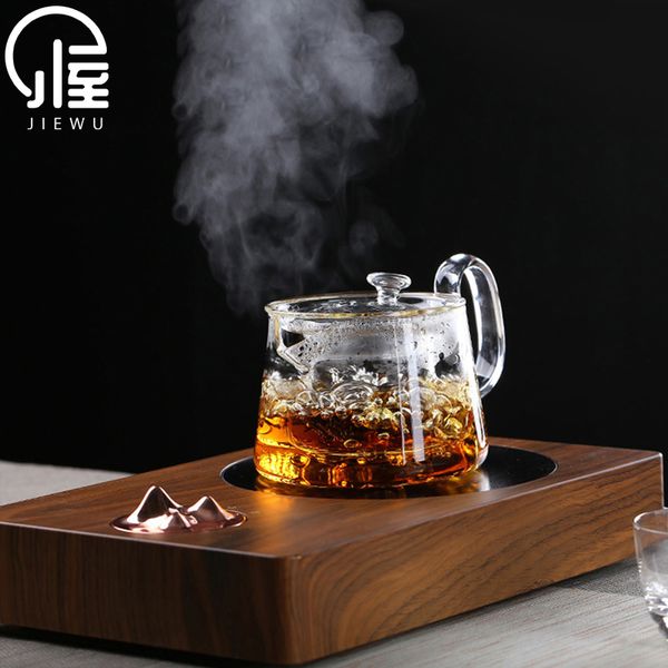 

jiewu japanese style transparent glass teapot high temperature resistant filter tea set home office tea set accessories