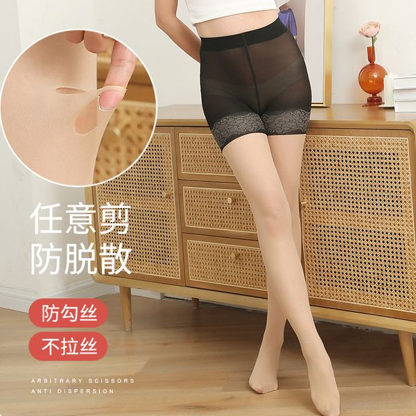 

spring wolf hook anti stripping silk, arbitrary cutting pantyhose pine stockings, two in one silk, Red;black