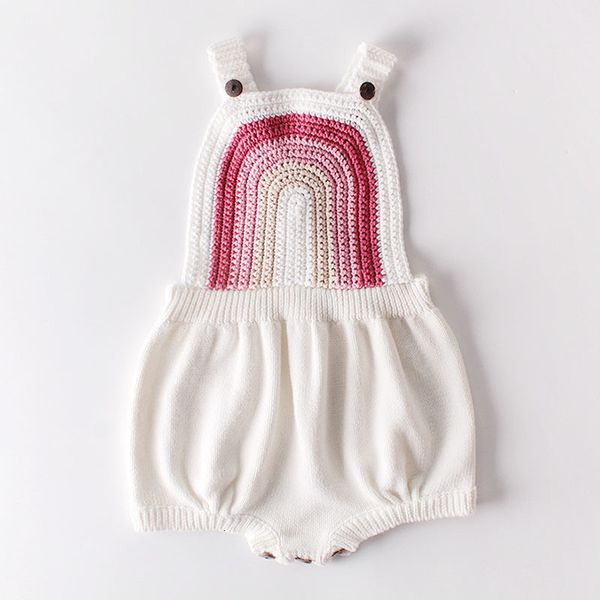 

spring baby clothes knit rainbow braces rompers infant boys girls bodysuit, Blue