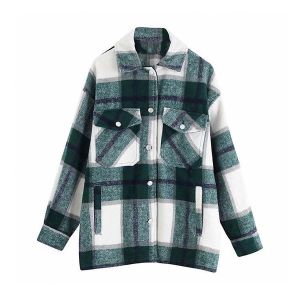 

women's jackets plaid jacket coat 2021 women lapel long sleeve loose outerwear chic vintage stylish pockets oversized clothes fashion, Black;brown
