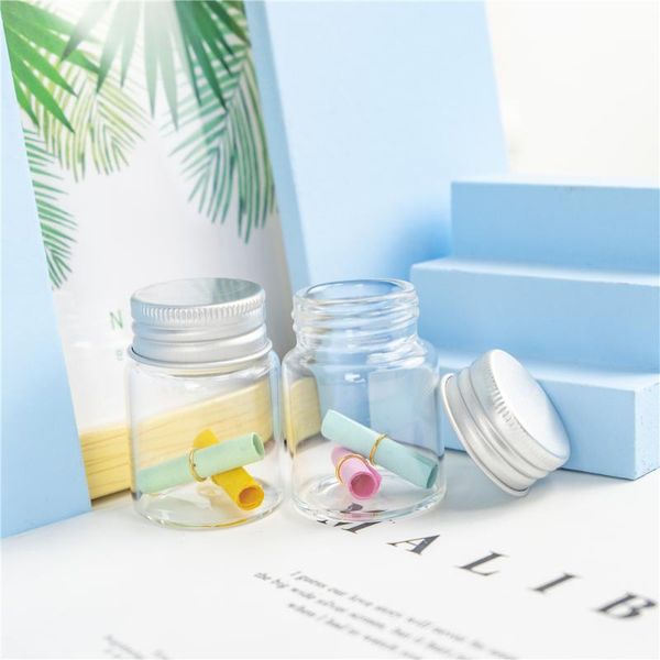 

storage bottles & jars 30ml hyaline silver aluminum lid small glass container and beauty candy can wishing vial 24pcs reusable