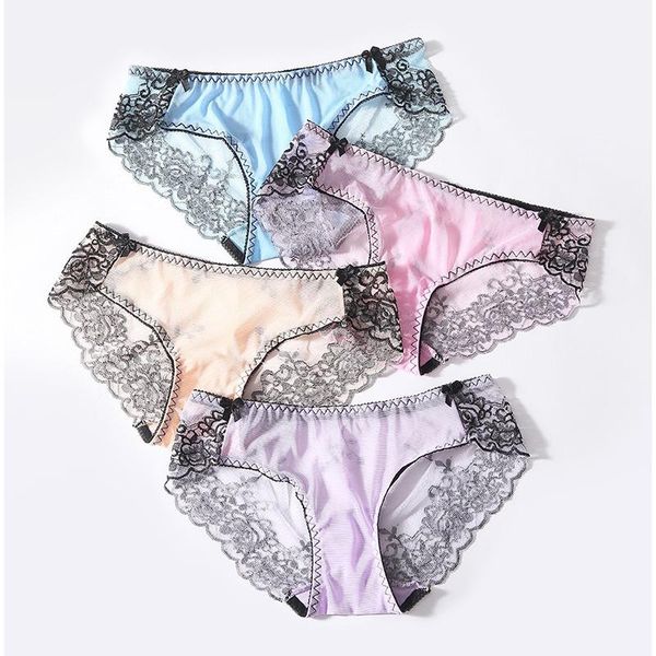 

women's panties low waist underwear 3pcs set lingerie female g-string cotton seamless briefs comfortable breathable allure, Black;pink