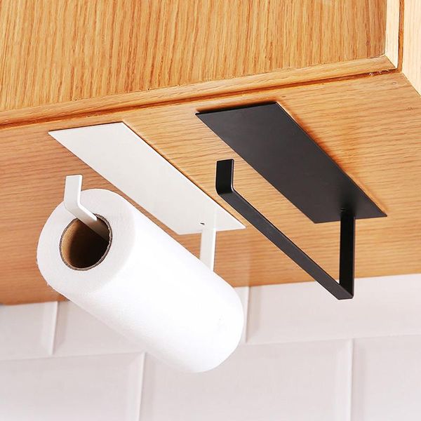 

hooks & rails non perforated storage holder paper towel toilet hanger roll fresh film rack wall hanging shel
