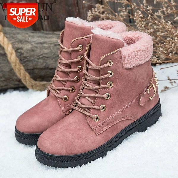 

snow boots women 2020 lace-up plush martin ankle boots shoes woman botas british wind warm students winter women #bl2s