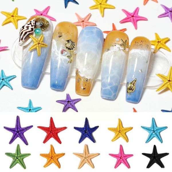 

nail art kits natural starfish 3d mini stars jewelry multicolour accessories nails decoration style tips marine summer stickers c2l7