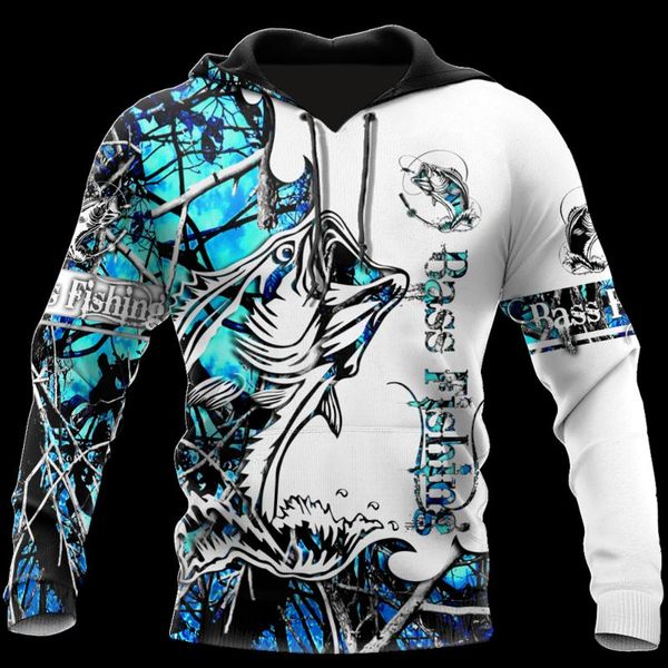

bass fishing blue camo tattoo 3d printed men hoodie autumn and winter sweatshirt casual zip jacket streetwear lms014 men's hoodies &, Black