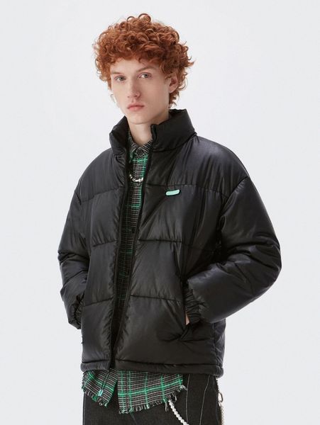 

men high neck patched detail down coat i4nn#, Black;brown