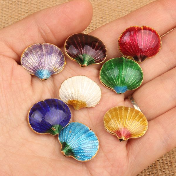 

10pcs cloisonne enamel shell loose bead diy jewelry making findings chinese filigree spacer beads earrings bracelet accessories, Black