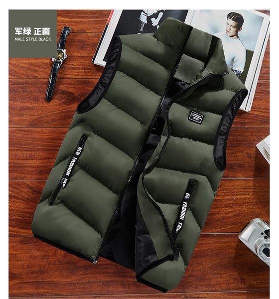 

men's vests 2021 vest jacket autumn warm sleeveless winter casual oversized clothing, Black;white