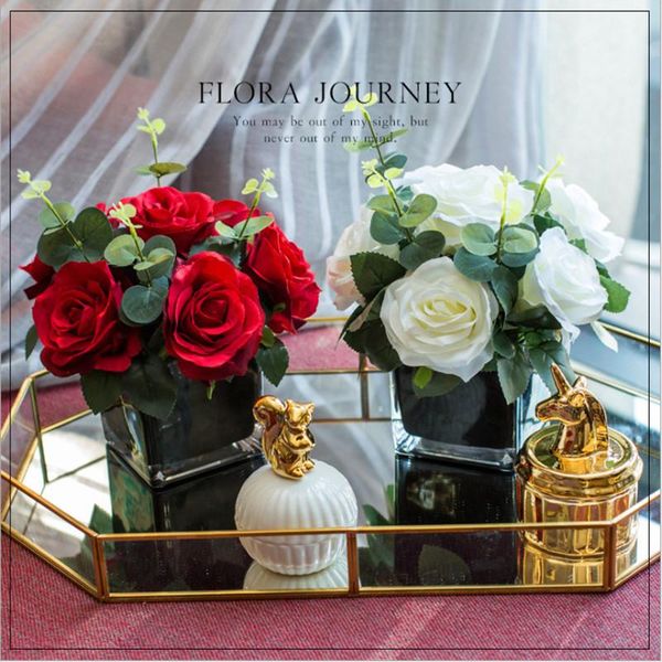 

decorative flowers & wreaths flower simulation suit black glass vase artificial wall fake diy home decor party wedding holding