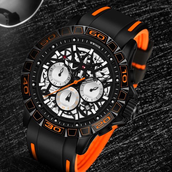 

wristwatches wwoor 2021 fashion mens watches quartz wristwatch men sports military waterproof chronograph clock reloj hombr, Slivery;brown