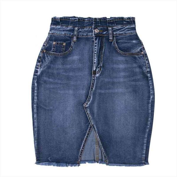 

denim half dissymmetry personality rough women skirts edge slimming high waist wrap hip, Black
