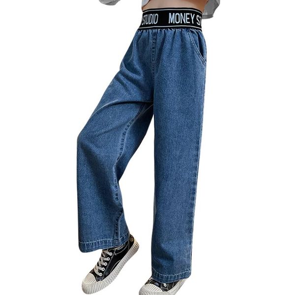 

jeans for girls solid color children's casual teenage clothing, Blue