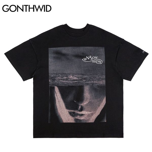 

tshirts hip hop creative streetwear tees shirts fashion casual punk rock gothic t-shirts men harajuku cotton loose 210602, White;black